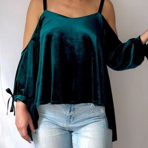 Velvet off the shoulder Backless Shirt